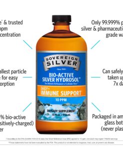 Sovereign Silver Bio-Active Silver Hydrosol for Immune Support - Colloidal Silver Liquid -10 ppm, 32oz (946mL) - Economy Size 32 Fl Oz (Pack of 1) Standard Packaging 21 912boq Rh7L