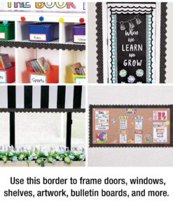 Carson Dellosa 36 Ft Scalloped Black and White Polka Dot Bulletin Board Borders, Classroom Borders for Bulletin Board, White Board, Cork Board, Locker, and Classroom Décor, Bulletin Board Trim Black & White Dots 23 912dh3U9QjL 1