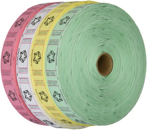 Raffle Tickets - (4 Rolls of 2000 Tickets) 8,000 Total Star Raffle Tickets (4 Assorted Colors)