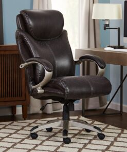 Serta Big and Tall Executive Office Chair with AIR Technology and Ergonomically Layered Body Pillows, Supports up to 350 Pounds, Bonded Leather, Roasted Chestnut 13 912eyJBj6L