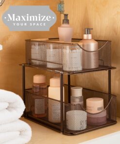 Alternative view of Sorbus 2 Tier Under Sink Bathroom Organizers and Storage, Strong Steel Mesh Sliding Drawers for Enhanced Bathroom Storage, Bathroom Organization and Storage & Under Kitchen Sink Organizer (Bronze) Bronze