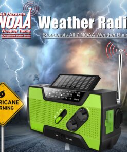 Alternative view of Emergency Crank Weather Radio, AM/FM/NOAA Hand Crank Portable Solar Radio with SOS Alarm, Battery Operated, LED Flashlight & Reading Lamping, 2000mAh Power Bank for Emergency Phone Charge Green