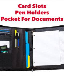 Case-it Executive Zippered Padfolio with Removable 3-Ring Binder and Letter Size Writing Pad, Black (PAD-40) Single PAD-40 43 912nv3jAXuL