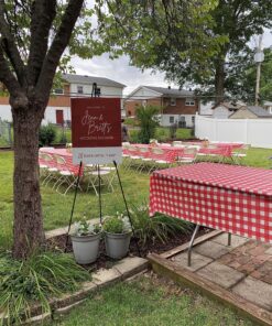 Red Gingham Checkered 6 Pack Premium Disposable Plastic Picnic Tablecloth 54 Inch. x 108 Inch. Rectangle Table Cover By Grandipity Red Gingham Checkered 13 912r RtHX2L