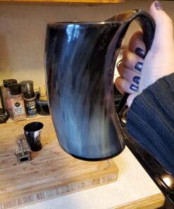 Trondebal Viking Drinking Horn Mug, 15-20 Oz Natural Ox Horn Cup & Cofee Stein | Cool Unique Gift for Men and Women, Home Decor Accessories | Shot Glasses for Beer, Ale, Whiskey, Mead 30 912sVaN8WML