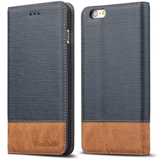 WenBelle for iPhone 6s 4.7" Case, Stand Feature,Double Layer Shock Absorbing Premium Soft PU Color Matching Leather Wallet Cover Flip Cases for Apple iPhone 6 6s 4.7 inch (Blue) Blue