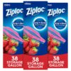Ziploc Storage Bags, For Food, Sandwich, Organization and More, Smart Zipper Plus Seal, Gallon, 38 Count, Pack of 3 (114 Total Bags)