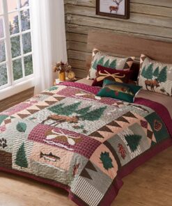 Greenland Home Moose Lodge Quilt Set, King, Natural 24 9134rGHKC5L