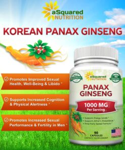 aSquared Nutrition Natural Korean Panax Ginseng (1000mg Max Strength)-90 Capsules Root Extract Complex (Red & White), High Dosage Ginsenosides in Seeds, Asian Powder Supplement,Tablet Pills for Energy 15 913Dyl2kcwL