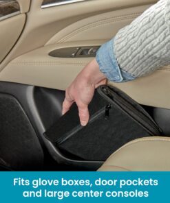 High Road Car Glove Box Organizer, Registration and Insurance Document Holder and Car Manual Holder with Flexible Secure Zippered Case and Note Pad Black 39 913MZLwG9BL