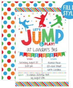 Alternative view of Your Main Event Prints Boy Bounce House Birthday Invitation - Trampoline Jump Birthday Invite - Bounce Birthday - Bounce and Play! Trampoline Birthday Party, 20 Fill In Mermaid Party Invitations