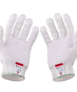 NoCry Heavy Duty Cut Resistant Work Gloves — Durable Cut Resistant Gloves with Grip Dots, Level 5 Cutting Gloves for Chefs, Perfect Wood Carving Gloves, Anti Cut Gloves for Glass Handling, Chef Gloves Medium Reinforced Grip Dot White 20 913SPPlM7JL