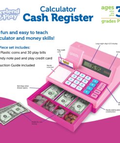 Learning Resources Pretend & Play Calculator Cash Register Pink - 73 Pieces, Ages 3+, Cash Register for Kids, Play Money for Kids, Toddlers Toys, Toy Register 25 913XkGUU7L
