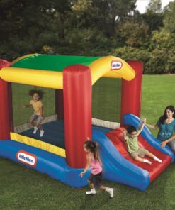 Alternative view of Little Tikes Jump 'n Slide Bouncer with Arched Canopy Overhead Cover, Plus Heavy Duty Blower, Stakes, Repair Patches, and Storage Bag |3-Kid Capacity, Ages 3-8 Years