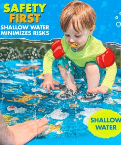 SplashEZ 3-in-1 Splash Pad, Sprinkler for Kids and Baby Pool for Learning – Toddler Sprinkler Pool, 60’’ Outside Water Toys – “from A to Z” Outdoor Play Mat for Babies & Toddlers from A to Z 23 913rkUrR1 L