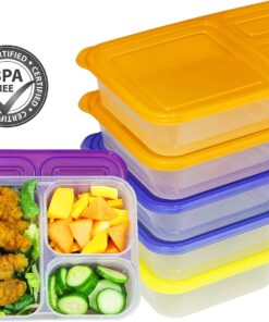 6 Pack - SimpleHouseware Color Reusable 3-Compartment Meal Prep Container Boxes (36 ounces) 6 Pack 26 913vjFSfB7L