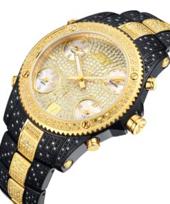 Alternative view of JBW Men's Luxury Jet Setter 2.34 ctw Diamond Wrist Watch with Stainless Steel Link Bracelet Black/Gold