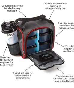 Fit & Fresh Jaxx Fit Pack Meal Prep Bag, Standard, Red & Black, Polyester 26 9144k9QCk9L