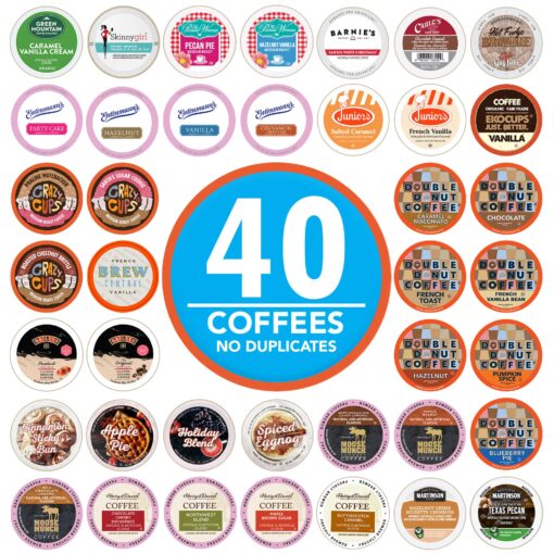 Crazy Cups Flavored Coffee Pods Variety Pack, Fully Compatible With All Keurig Flavored K Cups Brewers, Coffee Sampler, 40 Count