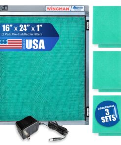 Wingman1 Electronic Air Filter with 1-Yr Supply of Air Purifier Pads - HVAC, Heater, Air Return, Furnace Filters for House - Air Conditioner Replacement Filters - Easy Homeowner Installed - 16x24x1