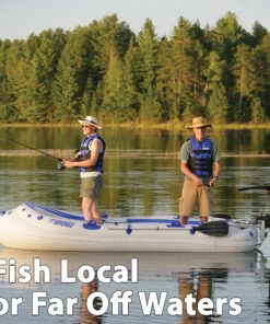 Sea Eagle SE9 Lightweight Inflatable Boat with Inflatable Floor, 5' Oar Set, Boat Bag, Foot Pump, 2 Seats Great for Boating, Motoring, Rowing, Fishing & Yacht Tending Fisherman's Dream 12 914D UrwoyL