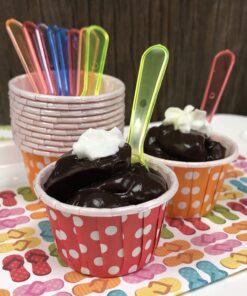 Mini Taster Spoons - Clear Plastic - Blue, Pink, Green, Yellow, Orange - 150 Pack by Outside the Box Papers 16 914F2RUEfL