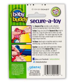 Alternative view of Baby Buddy Secure-A-Toy, Safety Strap Secures Toys, Teether, or Pacifiers to Strollers, Highchairs, Car Seats, Adjustable Length to Keep Toys Sanitary Clean, Registry Must Haves, Pink-Lilac, 2 Count Pink/Lilac