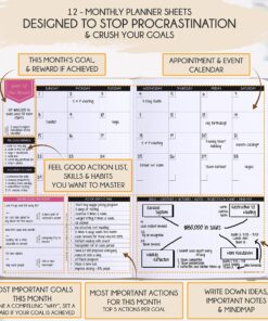 Law of Attraction Planner - Undated Deluxe Weekly, Monthly Planner, a 12 Month Journey to Increase Productivity & Happiness - Life Organizer, Gratitude Journal, and Stickers B5 Size Vanilla Butterfly Moon 31 914Glq05hyL 1