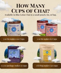 Blue Lotus Chai - Traditional Masala Chai - Makes 100 Cups - 3 Ounce Masala Spiced Chai Powder with Organic Spices - Instant Indian Tea No Steeping - No Gluten 3 Ounce (Pack of 1) 42 914Jy8EoXPL