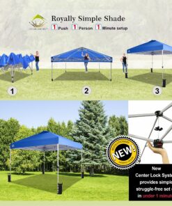 Alternative view of Crown Shades 10x10 Pop up Canopy Outside Canopy, Patented One Push Tent Canopy with Wheeled Carry Bag, Bonus 8 Stakes and 4 Ropes, Blue