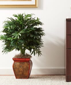 Nearly Natural 6718 35in. Double Bamboo Palm with Decorative Planter Silk Plant,Green Green 35in. 21 914SD9nU5TS
