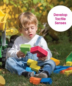 Edushape Sensory Puzzle Blocks - Set of 18 Colorful Textured Interlocking Construction Stacking Blocks - Baby Blocks for Sensory Play and Child Development - Baby Building Blocks for Toddlers 1-3 13 914XK32TCtL