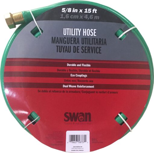 Swan Products SN58R015 Utility Lightweight Leader Hose 15' x 5/8", Green