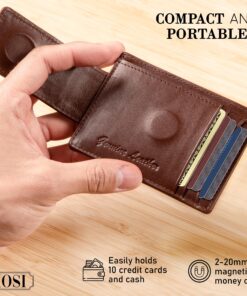 Viosi Money Clip Slim Leather Wallet For Men Front Pocket Rfid Blocking Card Holder With Rare Earth Magnets Brown 13 914sliiJy8L