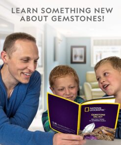 NATIONAL GEOGRAPHIC Gemstone Dig Kit – Excavate 3 real gems including Amethyst, Tiger’s Eye & Rose Quartz - Great STEM Science gift for Mineralogy and Geology enthusiasts of any age Gem Dig 15 915773epOKL
