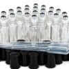 Vivaplex, 24, Clear, 10 ml Glass Roll-on Bottles with Stainless Steel Roller Balls. 3-3 ml Droppers included 5 9158am7j 9L