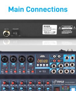 Pyle Professional Audio Mixer Sound Board Console Desk System Interface 8 Channel Digital USB Bluetooth MP3 Computer Input 48V Phantom Power Stereo DJ Studio FX 16Bit DSP Processor PMXU83BT, Black 22 915BpX uTIL