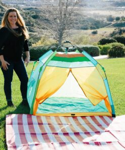 Pacific Play Tents One Touch Tent 48" X 38.5" High, Green/Orange/Blue 29 915GmrfoGL
