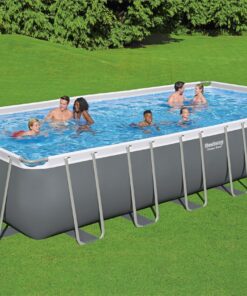 Alternative view of Bestway Power Steel 24' x 12' x 52" Rectangular Metal Frame Above Ground Swimming Pool Set with 1500 GPH Sand Filter Pump, Ladder, and Pool Cover 24' x 12' x 52"
