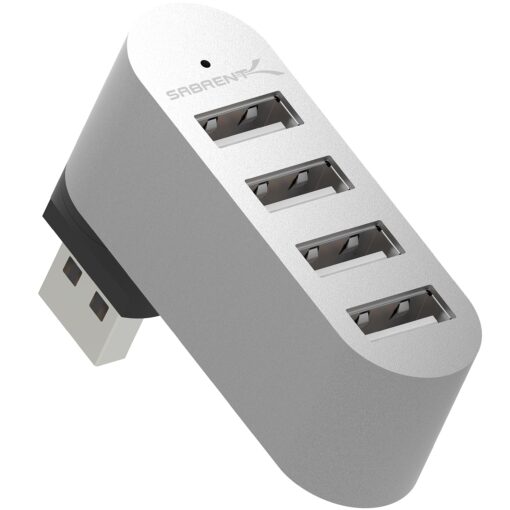 SABRENT Premium 4 Port Aluminum Mini USB 2.0 Hub [90°/180° Degree Rotatable] (HB-UMMC) Silver