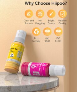 Hiipoo 600ML Sublimation Ink for ET-8500 ET-8550 Wide-Format Supertank Printers Heat Press Transfer on T-Shirt Tumblers (6x100ML, BK PB C M Y GY) 27 915eZoPrL2L
