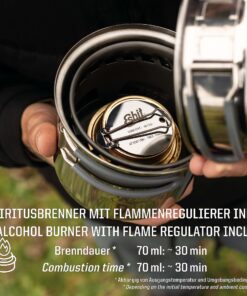 Esbit CS985HA 5-Piece Lightweight Trekking Cook Set with Brass Alcohol Burner Stove 5 - Piece Cook Set Only 15 915gECDerZL