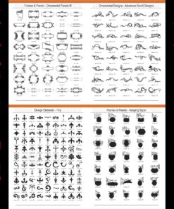 Sign Clipart, Design Elements, Scrolls, Floral, Flourishes, Ornamental Panels Frames Vinyl Cutter Plotter Vector Clip Art Images, Graphics on CD [includes Sign 14 915hErWZ88L