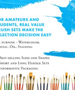 PRINCETON ARTIST BRUSH CO. Princeton Real Value, Series 9100, Paint Brush Sets for Acrylic, Oil & Watercolor Painting, Syn-Gold Taklon (Rnd 2, 4, Liner 2/0, Shader 2, 6, Angular 1/4, Wash 3/4) Gold 12 915l8nNqQL