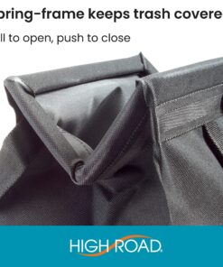 High Road TrashStash Hanging Car Garbage Bag with Push-Close Lid and Waterproof Bin for Car, SUV and Truck Seat Backs - Holds 3 Gallons of Car Trash (Black) Black 13 915lxNV0hcL