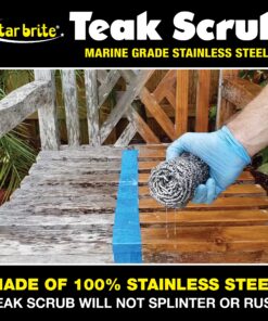 STAR BRITE Marine Grade Stainless Steel Teak Scrub - Durable, Rust-Resistant Wood & Metal Cleaner Tool for Boat Decks, Furniture, and More - 100% Stainless Steel (088450) 9 915mwDMXo9S