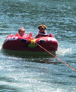 Airhead Big Mable Towable 1-2 Rider Tube for Boating and Water Sports, Heavy Duty Full Nylon Cover with Zipper, EVA Foam Pads, Patented Speed Safety Valve for Inflating & Deflating, Dual Tow Points 31 915nU0xzFoL