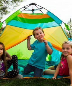 Pacific Play Tents One Touch Tent 48" X 38.5" High, Green/Orange/Blue 38 915tPREeaaL