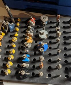 POWERTEC 71046 Router Bit Tray for 110 Bits, 1-5/16” Thick, 50 1/2 inch and 60 1/4 inch Shank Router Bits,Black Router bit tray, 110 Holes 18 915vSGJtuzL