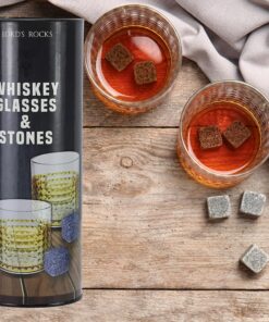 Whiskey Glass 2 Pack Set with 4 Whiskey Stones in Collectible Sleeve 7 916DyQbhhsL